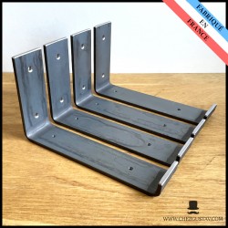 Équerre inversée brute pour planche de 150 mm - Style industriel - Pour tablette en bois - Support mural en métal (acier)