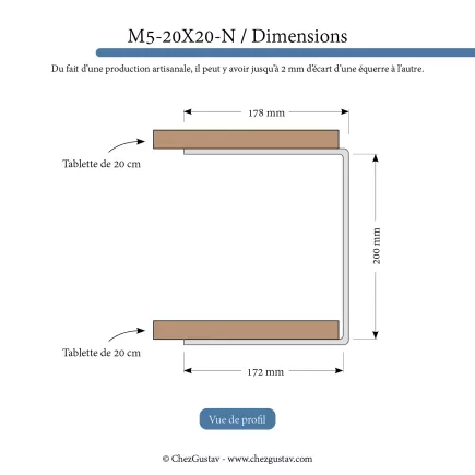 Équerre en U avec patine noire (gris anthracite)