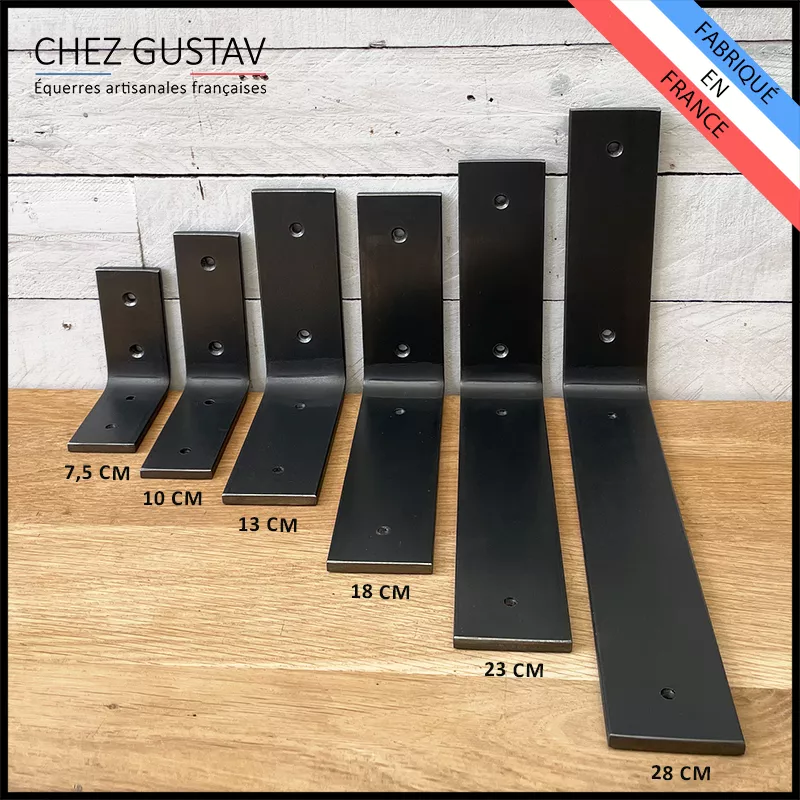 Équerre pour étagère murale avec patine noire (gris anthracite) Équerre pour étagère murale avec patine noire (gris anthracite)