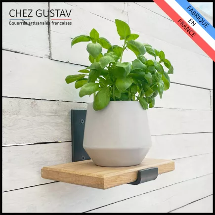 Équerre pour étagère murale avec patine noire (gris anthracite). Pour tablettes de 15, 20 ou 25 cm