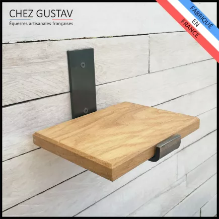 Équerre pour étagère murale avec patine noire (gris anthracite). Pour tablettes de 15, 20 ou 25 cm