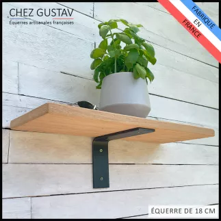 Équerre pour étagère murale avec patine noire (gris anthracite) de 13,5 à 32 cm
