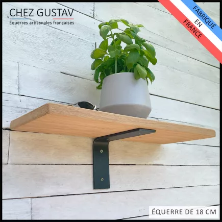 Équerre pour étagère murale avec patine noire (gris anthracite) de 13,5 à 32 cm
