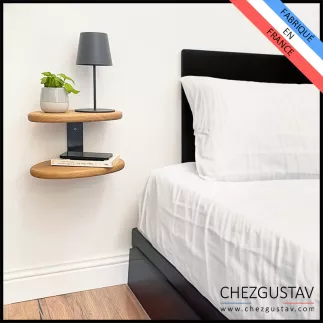 Tables de nuit murale en chêne avec équerre en métal