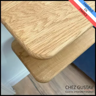 Table de chevet suspendue en chêne avec équerre en métal - Tablettes rectangulaires