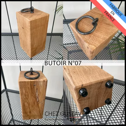 Butée de porte en chêne massif, 20 cm (env. 1,2 kg)