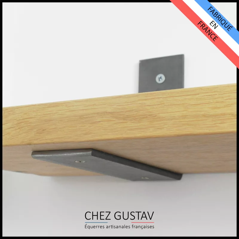Équerre pour étagère murale de 18 à 23 cm (en acier brut) Équerre pour étagère murale de 18 à 23 cm (en acier brut)