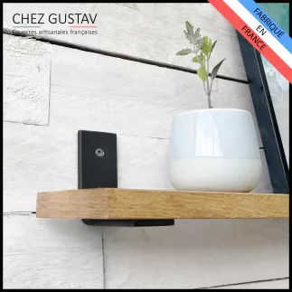 Équerre en métal avec patine noire pour étagère. Plusieurs modèles.