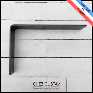 Équerre métal avec patine noire. Pour étagère murale de 13,5 à 32 cm