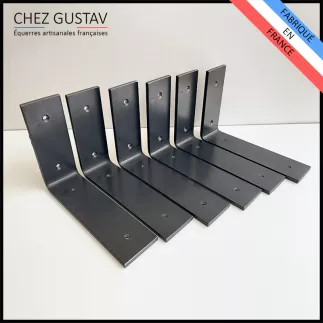 Lot de 6 équerres avec finition patine noire - Pour étagères de 18 à 23 cm - Fin de série / 2ème choix. Ref : M4-180-N
