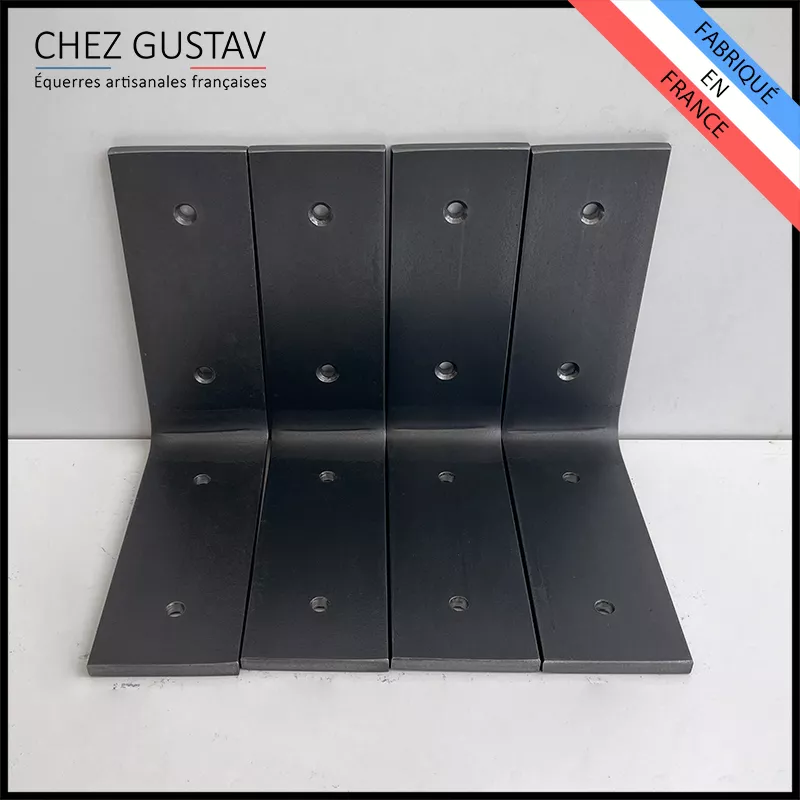 Lot de 4 équerres avec finition patine noire - Pour étagères de 13 à 18 cm - Fin de série / 2ème choix
