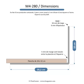 Grandes équerres en métal pour étagères murales de 28 à 32 cm.