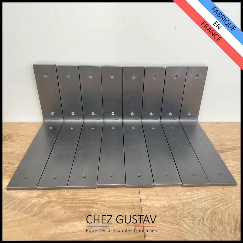 Lot de 8 équerres avec finition patine noire - Pour étagères de 23 à 28 cm - Fin de série / 2ème choix - Ref : M4-230-N
