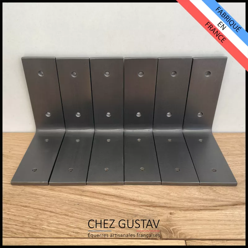 Lot de 6 équerres avec finition patine noire - Pour étagères de 13 à 18 cm - Fin de série / 2ème choix. Ref : M4-130-N