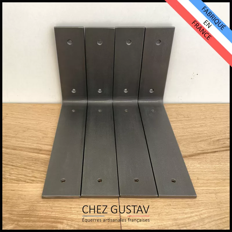 Lot de 4 équerres avec finition patine noire - Pour étagères de 23 à 28 cm - Fin de série / 2ème choix - Ref : M4-230-N