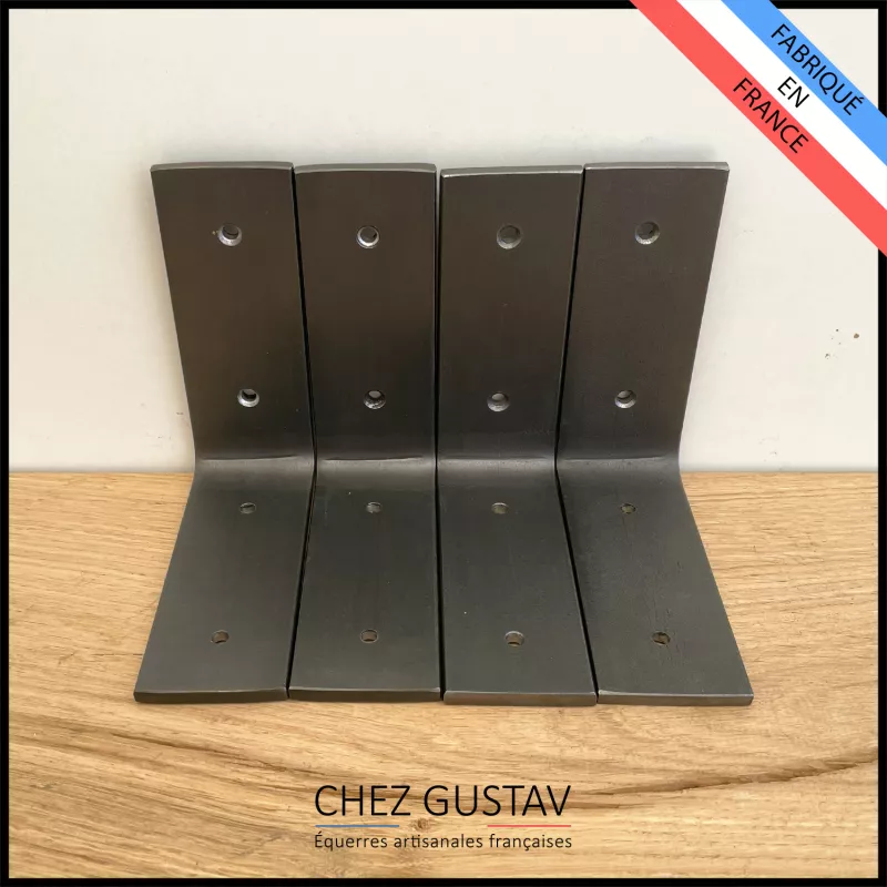 Lot de 4 équerres avec finition patine noire - Pour étagères de 13 à 18 cm - Fin de série / 2ème choix. Ref : M4-130-N