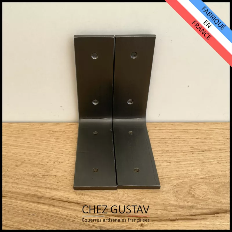 Lot de 2 équerres avec finition patine noire - Pour étagères de 13 à 18 cm - Fin de série / 2ème choix. Ref : M4-130-N
