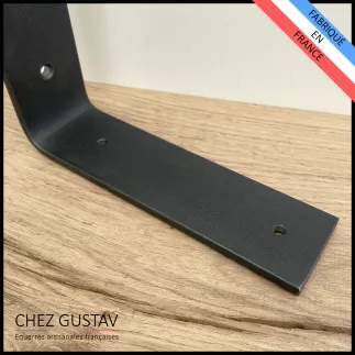 Équerre en U avec patine noire - Support d'étagère double