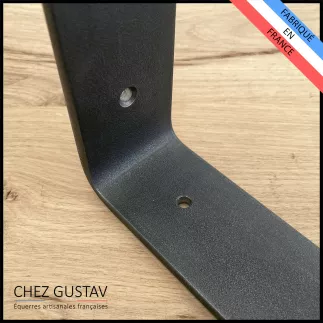 Équerre en U avec patine noire - Support d'étagère double