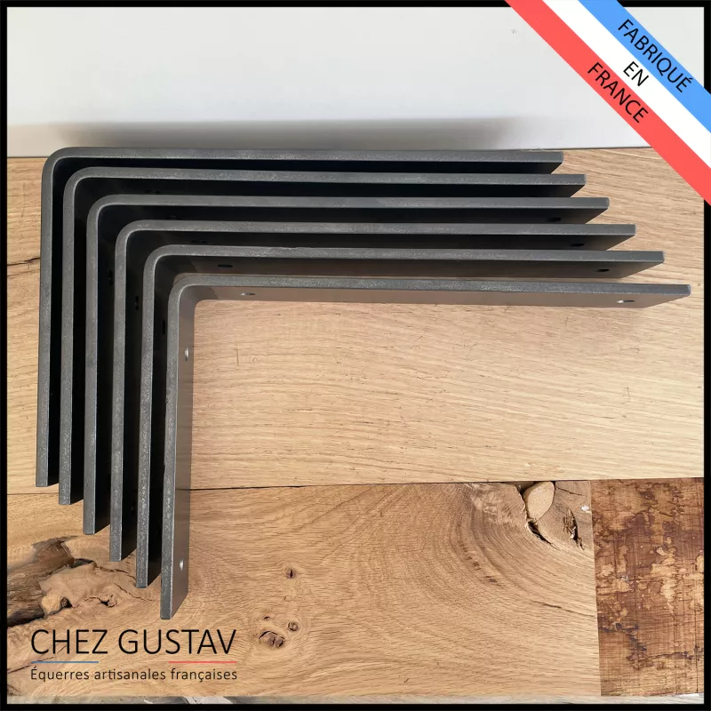 Lot de 6 équerres avec finition patine noire - Pour étagères de 28 à 33 cm - Fin de série / 2ème choix - Ref : M1-280-N